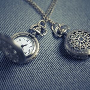 Elisha Terada silver engraved dual pocket watch