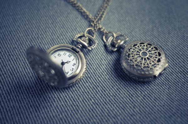 Elisha Terada silver engraved dual pocket watch
