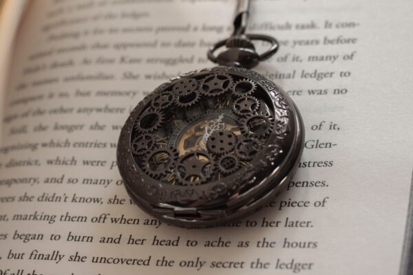 Melanie These gear engraved pocket watch
