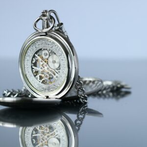 Pierre Bamin silver engraved gear pocket watch